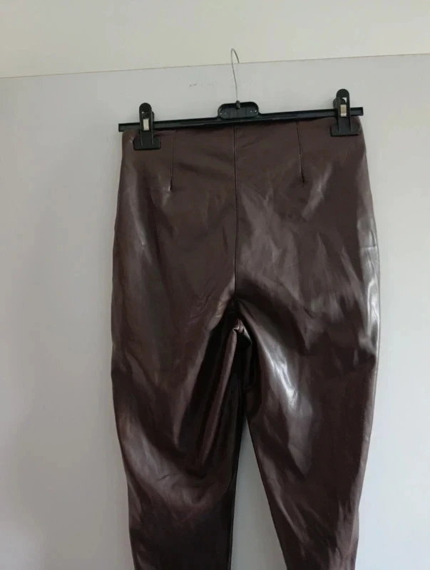 Legging de cuero sintético marrón XS - cintura alta - efecto cuero – photo 3